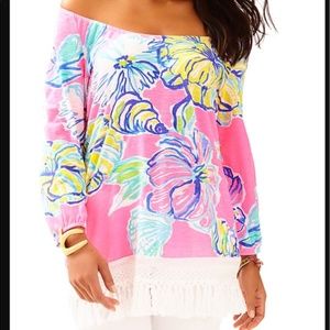 Lilly Pulitzer ALIA Top / Coverup Shoulder Fringe